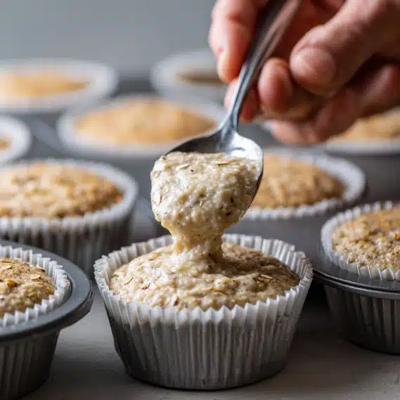 Cottage Cheese Banana Muffins – Moist, High-Protein, Easy Breakfast 6 cottage cheese banana muffins ready to bake