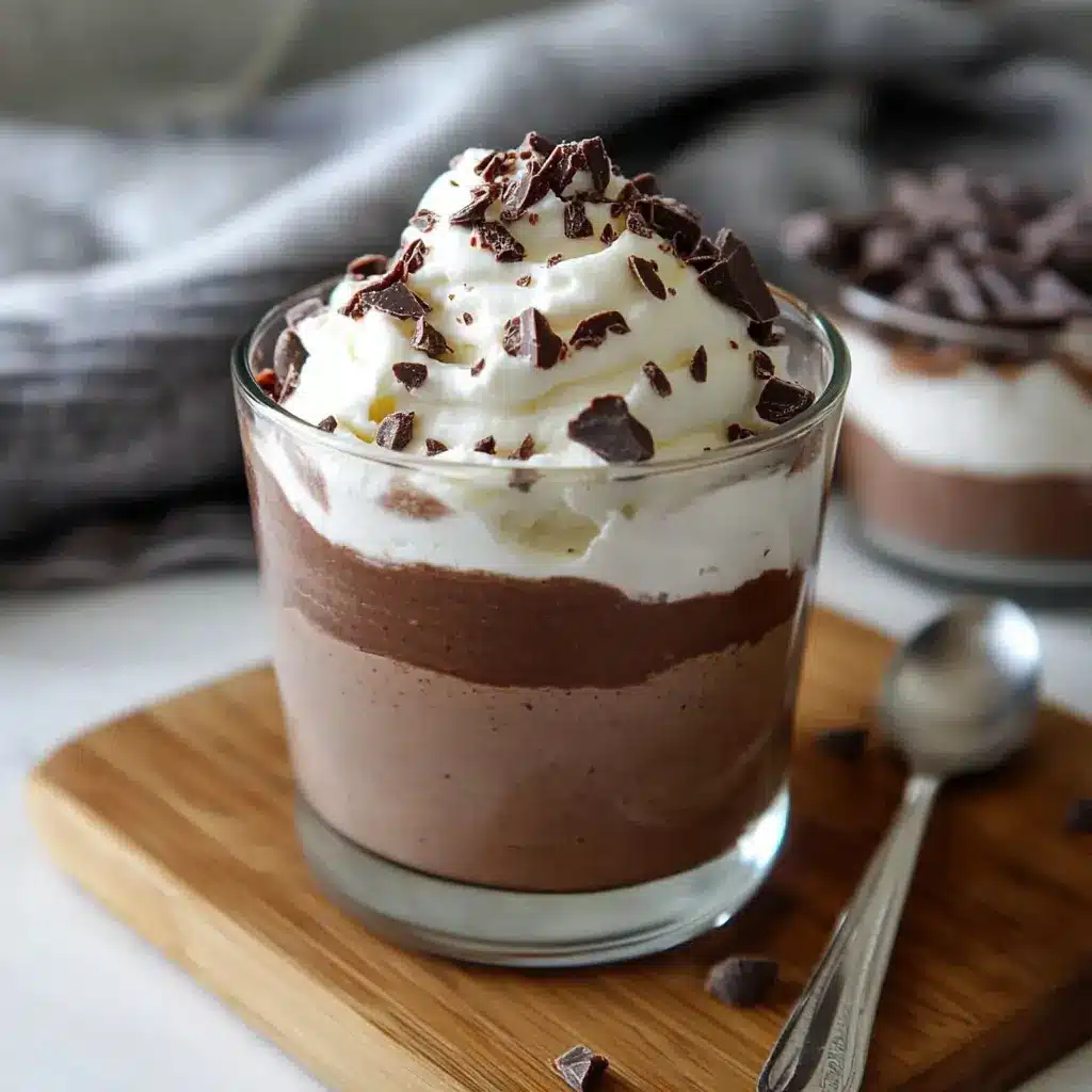 Cottage Cheese Chocolate Mousse – High Protein Dessert 4 Cottage cheese chocolate mousse with raspberries and chocolate shavings
