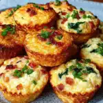 Cottage Cheese Egg Muffins – High-Protein, Easy Breakfast Recipe 5 Warm sliced Cottage Cheese Egg Muffins served with fruit and coffee