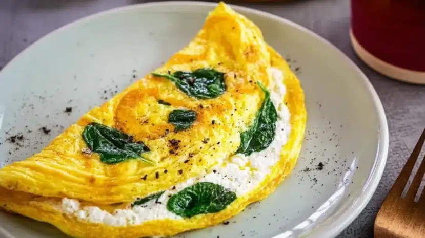 Cottage Cheese Omelette on plate with chives