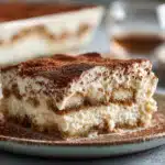 Cottage Cheese Tiramisu – A Healthy No-Bake Twist You’ll Love 5 Cottage Cheese Tiramisu slice on rustic plate