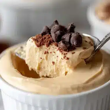 Cottage Cheese Peanut Butter Mousse Recipe (No Powder, High Protein!) 4 Served cottage cheese peanut butter mousse with toppings
