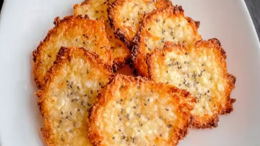 Cottage cheese chips crispy crunchy on wooden tray