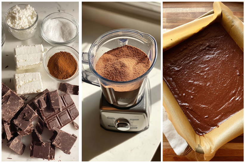 Cottage Cheese Fudge Recipe: 4-Ingredient Healthy Treat 6 Step-by-step cottage cheese fudge recipe — ingredients, blending, and fudge in pan