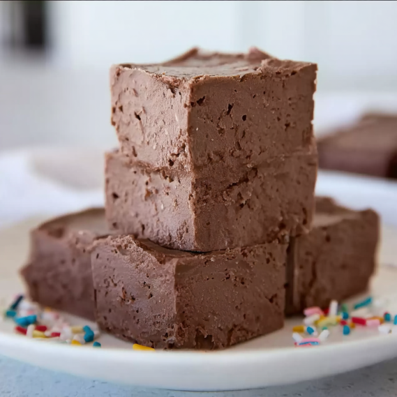 Cottage Cheese Fudge Recipe: 4-Ingredient Healthy Treat 4 Cottage cheese fudge served on a white plate with toppings