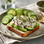 Cottage Cheese Tuna Salad – High Protein & Quick Dinner 3 cottage cheese tuna salad served on toast with avocado and herbs