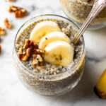 Banana Chia Pudding Recipe (Easy, Vegan & Naturally Sweetened) 5 Banana chia pudding topped with granola, berries, and almond butter